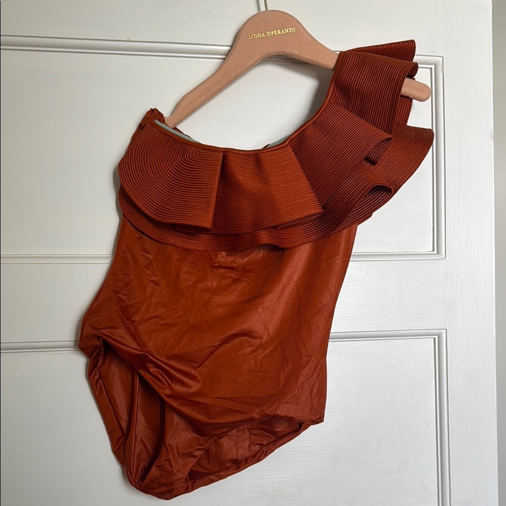 Johanna Ortiz - Never Worn  One-Shoulder Rust Swimsuit